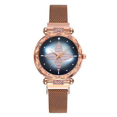 China Popular WJ-9469 Non-Specific Magnet Buckle With Mesh Quartz Wristwatch With Diamond Hot Selling Luxury Women's Alloy for sale