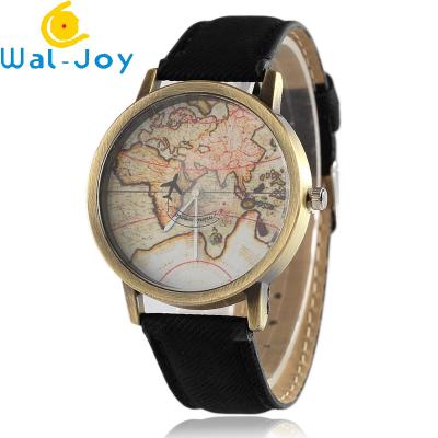 China Cheap Non-Specific Lovely Charming Colorful Cute World Map Design Leather Band Ladies Cheap Fashion Watches WJ-6797 for sale