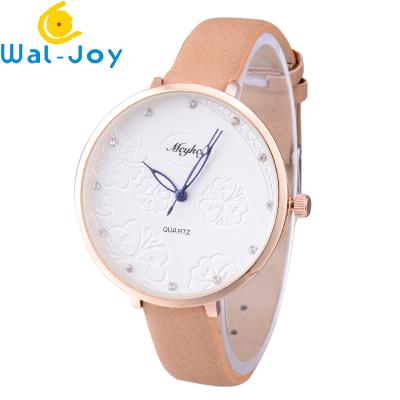 China Non-specific Unique Band WJ-6660 Flower Face Fashion Thin Leather Thin Case Women Hand Watch for sale