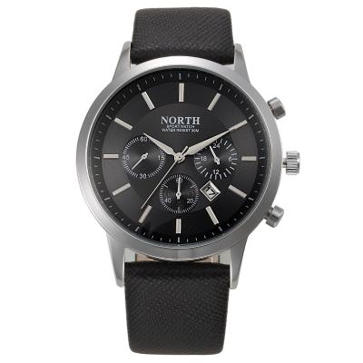 China WJ-4976 Full Calendar Brand Fashion Japan NORTHERN Movt With Calendar Genuine Leather Waterproof Watches for sale