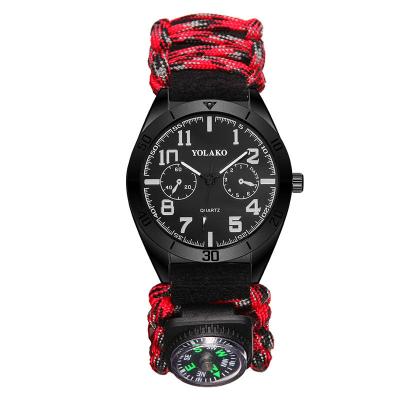 China WJ-8899 Men's Outdoor Dial Digital Compass Custom Quartz Watch Non-Specific Hot Selling Color Rope Nylon Woven Watch Double Dial for sale