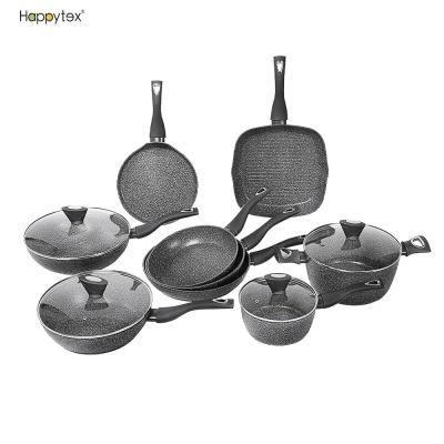 China Aluminum stick fry pan and pot cookware sets viable new wholesale high quality hot design no with cheap price for sale