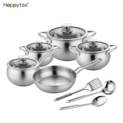 China Low price 12pcs stainless steel pot stainless steel cookware sustainable high quality pot handles cookware set for sale