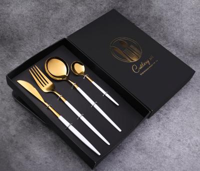 China Sustainable High Quality Fork Spoon Stainless Steel Gold Flatware Four-piece Suit Flatware Sets for sale