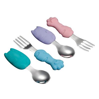 China Sustainable Sale Cartoon Mini Spoon Spoon Cat Children Cutlery Set Kids For Kids for sale