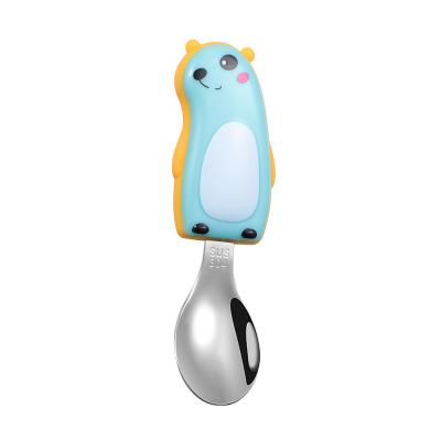 China Viable High Quality Wholesale Cute Dinosaur Kids Baby Spoon Stainless Cutlery Set for sale