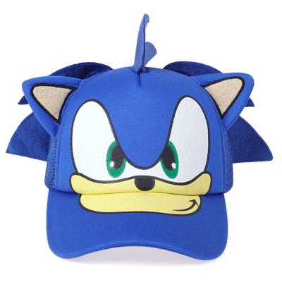 China Breathable Wholesale Hot Selling Sonic The Hedgehog Sonic Baseball Hat Sports Leisure Peaked Cap Adjustable Foam Mesh Trucker Hat for sale