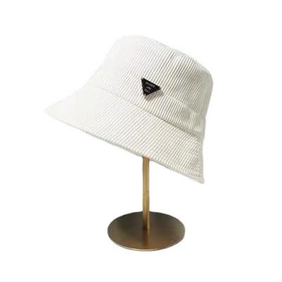 China Luxury Fisherman Cap Sun Protection Brand Designer Metal Inverted Triangle Cap For Women Summer Fashion Sense Hat Spring Top Cap for sale