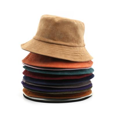 China Travel Solid Color Fisherman Bucket Hat For Outdoor Adjustable Man And Woman Foldable Corduroy Single Double Casual Side Wear for sale