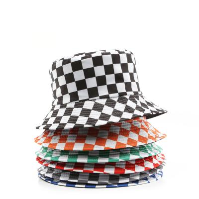 China Wholesale Foldable Hat Unisex Travel Outdoor Umbrella Fisherman Checkerboard Fashion Custom Bucket Hat for sale