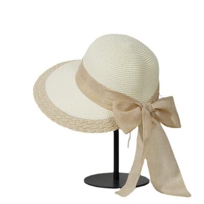 China Women's Summer Outdoor Sales Straw Hat Sun Summer Spring Bowknot Large Brim Lightweight Warm Beach Hat for sale