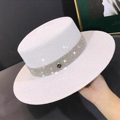 China Celebrity Lightweight Net Sun-shading Straw Hat Women Summer Fedora Flat Hat Travel On The Beach And Beach Vacation Sunscreen Hat for sale