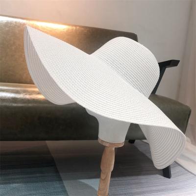 China Straw Hat Travel Men And Straw Caps Summer Sun Hat Ultrathin Breathable Women 25cm Big Brim Hat Wholesale Lightweight White Punk Sun Hat for sale