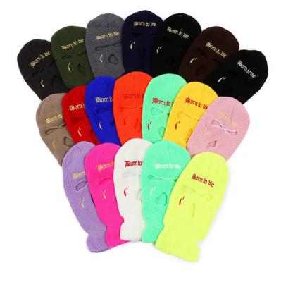 China Wholesale Custom Embroidery COMMON Word Patch Face Ski Mask Cap Robber Hat Logo Holes Winter Cover Balaclava Protect Wind Cosplay 3 for sale