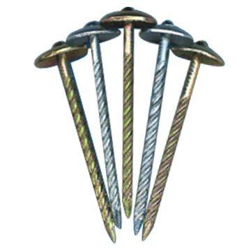 China Umbrella Galvanized Umbrella Head Roofing Nails Joint Twisted Corrugated Roofing Nails 90mm for sale