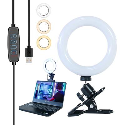 China Mini Wholesale 4 Usb 6 8Inch Led Mini Video Conference Ring Light With Desktop Computer Clip for sale