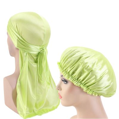 China DecorateÂ   New Designer Men Women Hair Silky Matching Durags Durag Sets and 2pcs Hoods and Headbands Shower Hat for sale