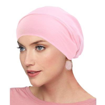 China COTTON+SATIN LINGING Women's Satin Striping Chemo Beanies Cap Headwear Hair Accessories Cancer Chemotherapy Chemo Hat Elastic Band Night Sleep Hat for sale