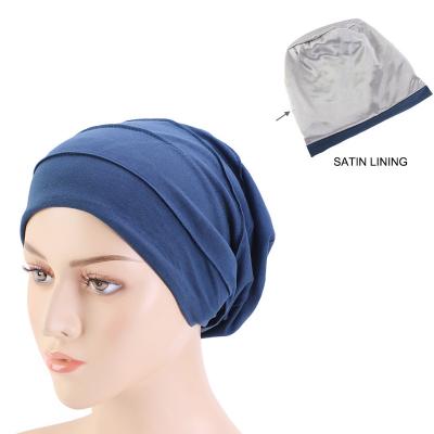 China New Multifunctional Double Layer Muslim Women Stretch Chemo Hat Beanie Sleep Turban Headwear For Cancer Hair Loss Accessories for sale