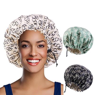 China Fashion Double Layer Adjustable Hair Sleeping Cap African Print Satin Cowls For Women Curly Hair for sale