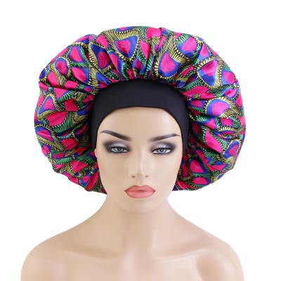 China Multi-Functional Extra Wide Satin Band Hoods Women's Ankara Print Pattern Extra Large Satin Band Hoods Night Sleep Hat Ladies African Turban for sale