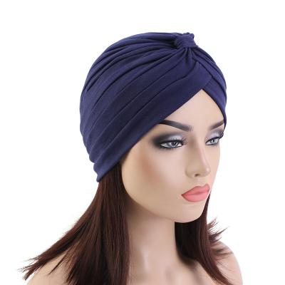 China Fashionable Cotton India Style Turban Headcovers Women Knotted Wrap Head Metallic Designed Hoods TJM-468 for sale