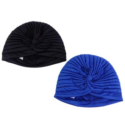 China Multifunctional Minimalist Stretch Turbans Cancer Covers Single Pleated Twisted Bandanas Colors Hair Cover Beanie Hats For Women Girls for sale