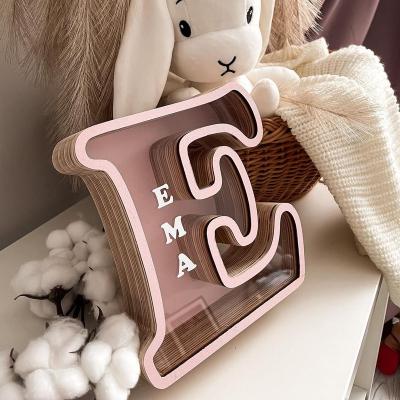 China Europe wooden alphabet hot sale piggy bank for sale