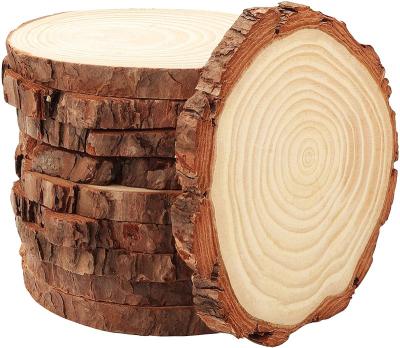 China Europe Unfinished Natural Wood Slices Wooden Circles with Tree Bark Log Discs for DIY Craft for sale