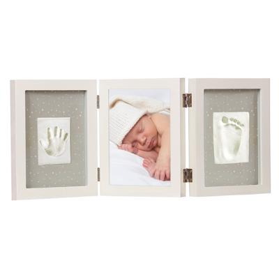 China Infant Memory Keepsake Elegant Baby Keepsake Clay Footprint Frame Infant Handprint with Non-Toxic Clay for sale