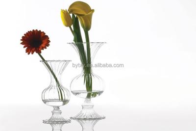 China Hand made glass blowing beautiful clear glass mini vase with base for sale