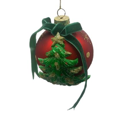 China Christmast Ornament Factory Hot Sale Ball 8cm Inlaid Small Glass Christmas Tree Christmas Ball Decoration Supplies for sale