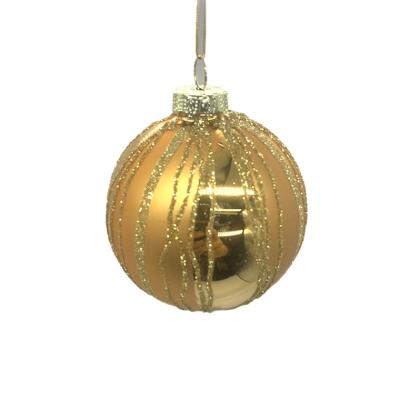 China Christmast Ornament High Precision 5cm Yellow Glass Round Christmas Ball With Flashing For Home Decoration for sale