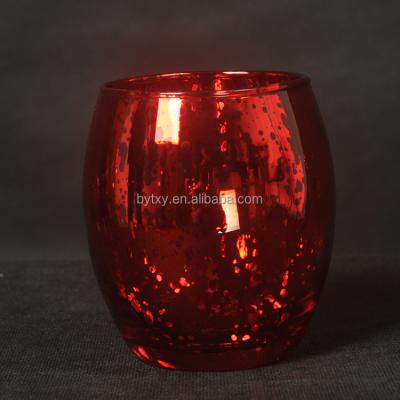 China Mercury handcrafted high quality spotted red glass votive candle holder for sale