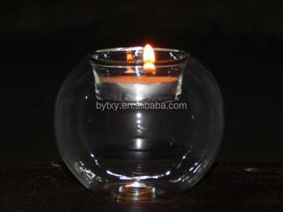 China Wholesale Handcrafted Clear Open Glass Ball Candle Holder Ornament for sale