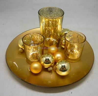 China Handcrafted Creative Combination Glass Cup Candle with Round Dish and Glass Ball for sale