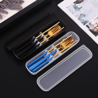 China Disposable Outdoor Separable Travel Picnic Stainless Steel Chopsticks And Spoon Fork With Box Dinnerware Set for sale