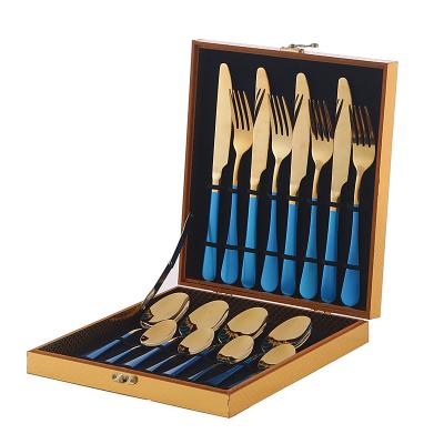 China 18/10 PCS Fork And Knife 16 Or 24 Spoon Wedding Stainless Steel Gold Cutlery for sale