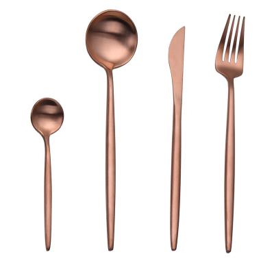 China Best Viable Selling Luxury Stainless Steel Cutlery Set Fork Spoon Knife Set Rose Gold Dinnerware Set for sale