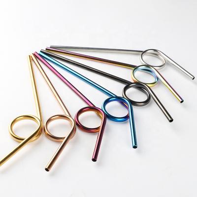 China Outdoor 304 Stainless Steel Straw Color Straw Viable Creative Bending Reusable Drink Straw Reusable Cocktail for sale