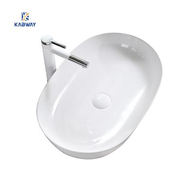 China Modern Oval Ceramic Wash Basin Ware Hand Wash Sanitary Sink Modern In White for sale