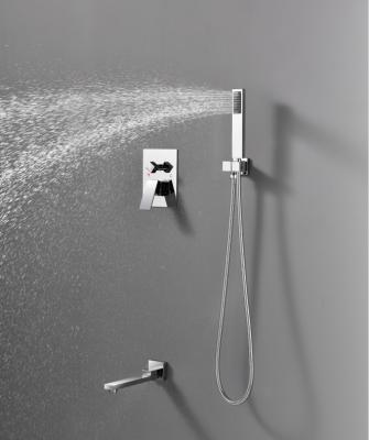 China With Sliding Bar Square In Shower System Wall Mounted Rainfall Mixer Shower Combo Set With Hand Held Spray for sale