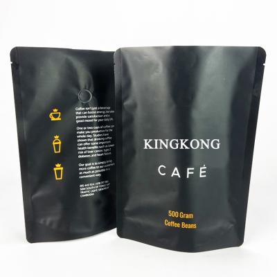 China Wholesale Moisture Proof Black Stand Up Coffee Bags With Valve And Zipper Coffee Bags Custom Printed Packaging Bags for sale