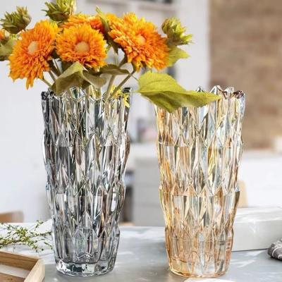 China Modern Wholesale Shiny Glass Flower Vase Crystal Wedding Party Table Home Decoration Creative Vase For Best Selling Online for sale