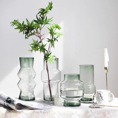 China Creative Single Bottle Glass Vase Mini Pot Set Decorative Flower Nordic Home Wedding Wholesale Modern Table Decoration for sale