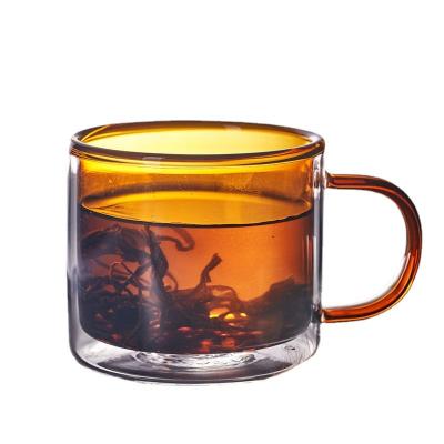 China Custom Multi Colored Viable Double Wall Mug High Borosilicate Glass Cup Double Wall Glass Coffee Mug for sale