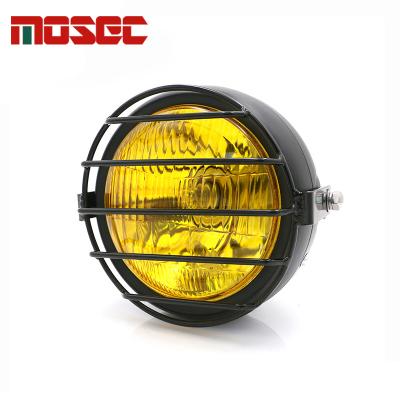 China Universal For All Kinds Motorcycle Motorcycle Front Lights Retro Headlight With Universal Metal Vintage Grill Mask for sale