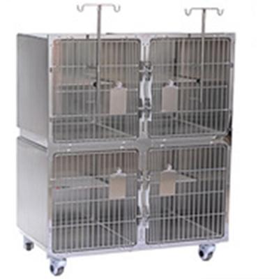 China NZB Two-Layer Stainless Steel Injection Vet Viable Cat Dog Pet Veterinary Icu Cage With Dividers for sale