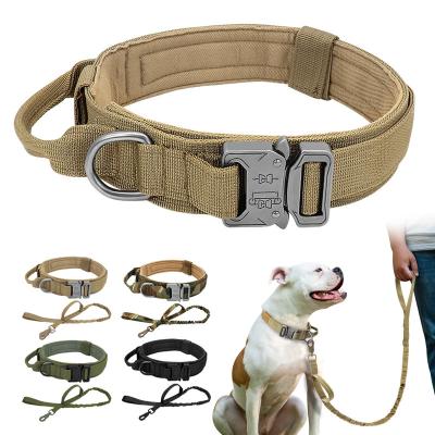 China Wholesale Goods Stocked Tactical Dog Collar With Handle Adjustable Military K9 Dog Pet Training Collars for sale