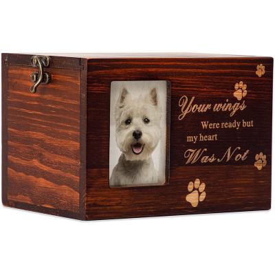 China Viable Manufacturer Pet Funeral Cremation Wooden Dog Urns For Ashes Pet Urns for sale